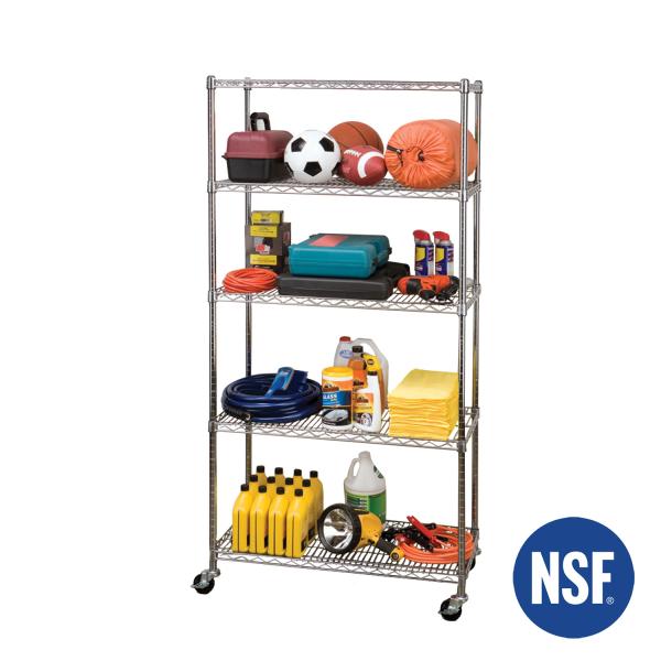 Shelving industrial revestido do fio do zinco com 5 rodízios para o equipamento da sala de limpeza