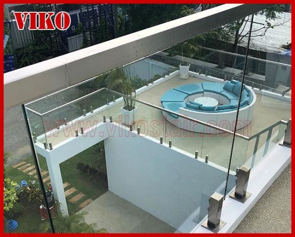 Glass Spigot For Glass Railing VH112SB Cap Handrail Glass Spigot Tempered glass 304 stainless steel UChannel RailingClea