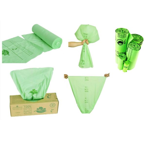 Trash Bags ASTM D6400 Plastic Free Packaging 25 Gallon Compostable