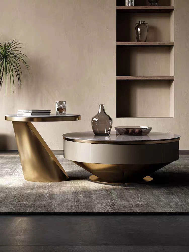 Elementos luxuosos do metal da tabela de chá da mobília de aço inoxidável feita sob encomenda do hotel