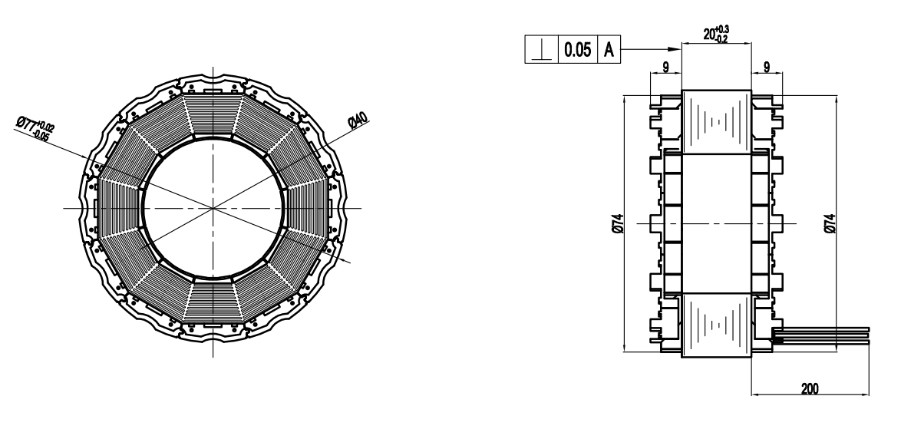 мотор сервопривода 1NM 80mm Frameless 360W 48V 3500RPM 10A