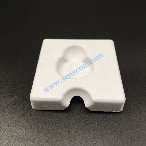 High-end jewelry pendant with a white pulp molding base, made by wet pressing of plant fibers, degradable, recyclable, and compliant with the plastic ban order.