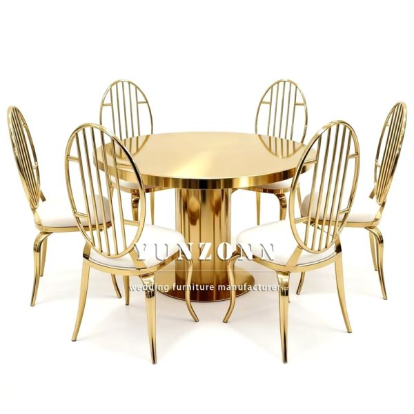 Modern Luxury Furniture Golden Hollow Stainless Steel Waiting Room Visitors Wedding Dining Chairs for Banquet