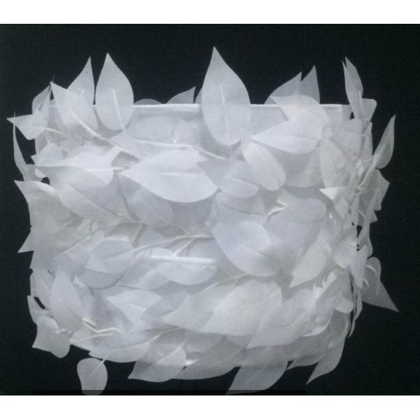 White Faux Linen Bedside Lamp Shades E26 Leaves Light Shade D300