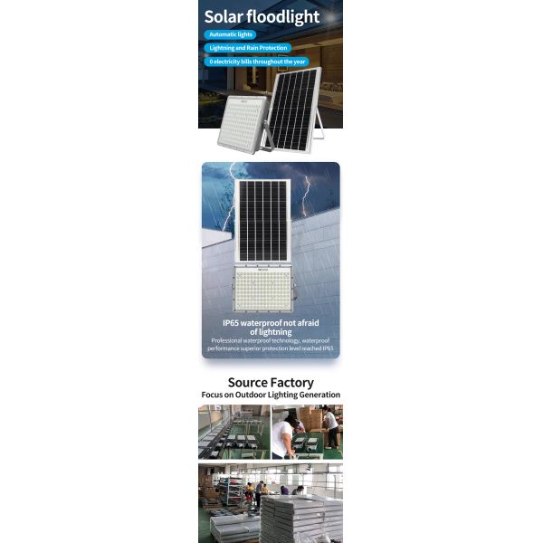 LED Solar Powered Flood Light Die Casting Aluminum Material IP65