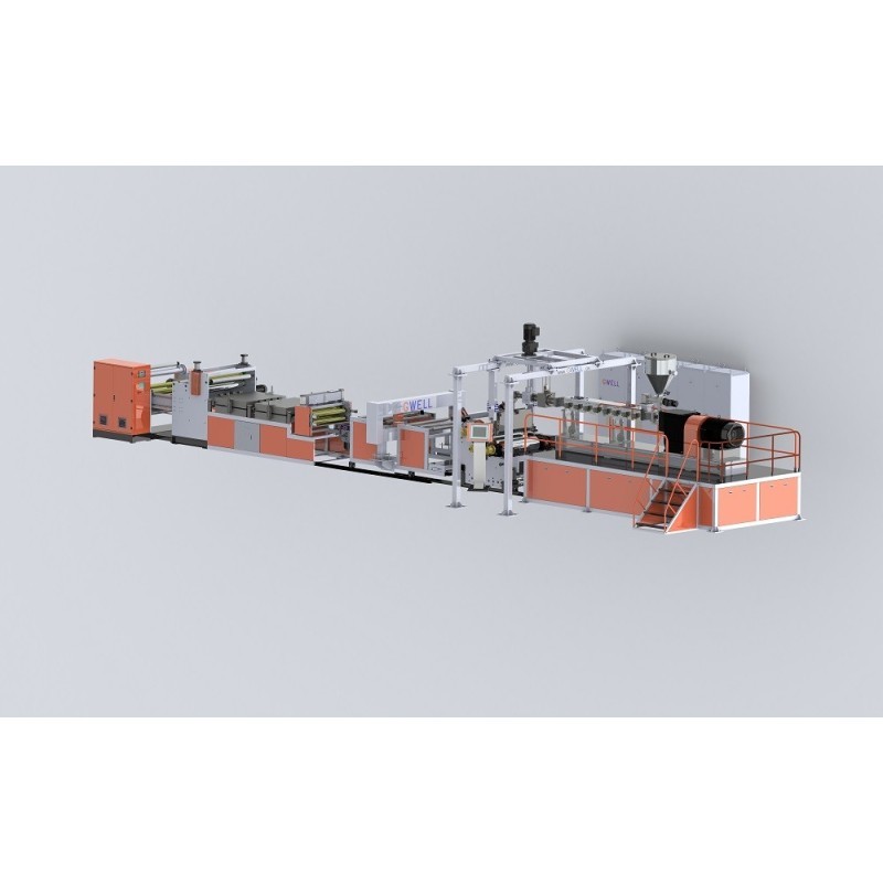 Twin Screw PET Plastic Sheet Extruder Line  0.15 - 2 mm Sheet Thickness 3 layer co-extrusion