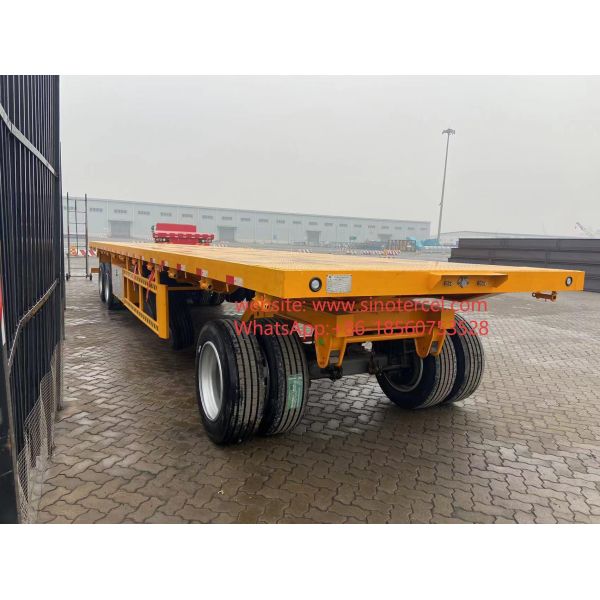 One Axle Flatbed Semi Trailer  20 Ft For Container Carrying  Configurable customization available