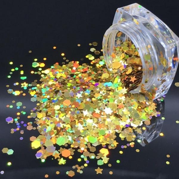 Other Holiday Supplies Die Cutting Printing Holographic Silver Chunky Glitter with Stars Mixes