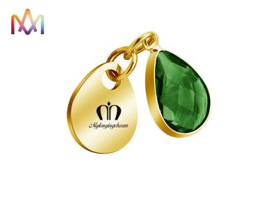 SS304 Tag Pendants Custom Engraving Charms With Birthstone