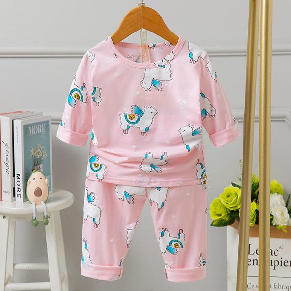Full Flower Long Sleeve Pj Set Cotton Pyjamas Odor Resistant For 80cm height