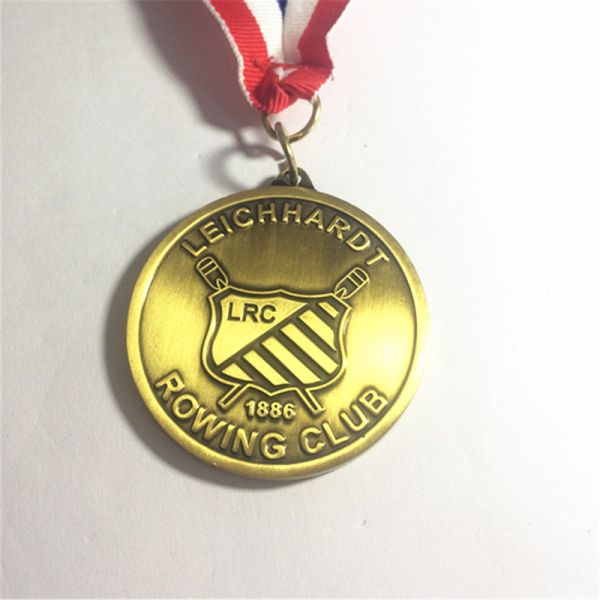 Gold enent race metal medals with ribbon, OEM medals for team