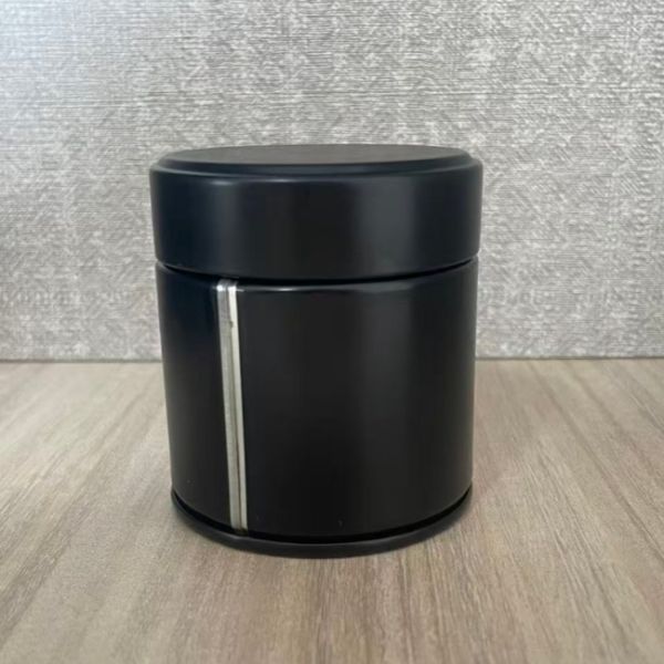 20g 30g Matcha Powder Tin Can Diameter 60*68mm Black Metal Tin Jar with Screw Cap Inner Lid Container