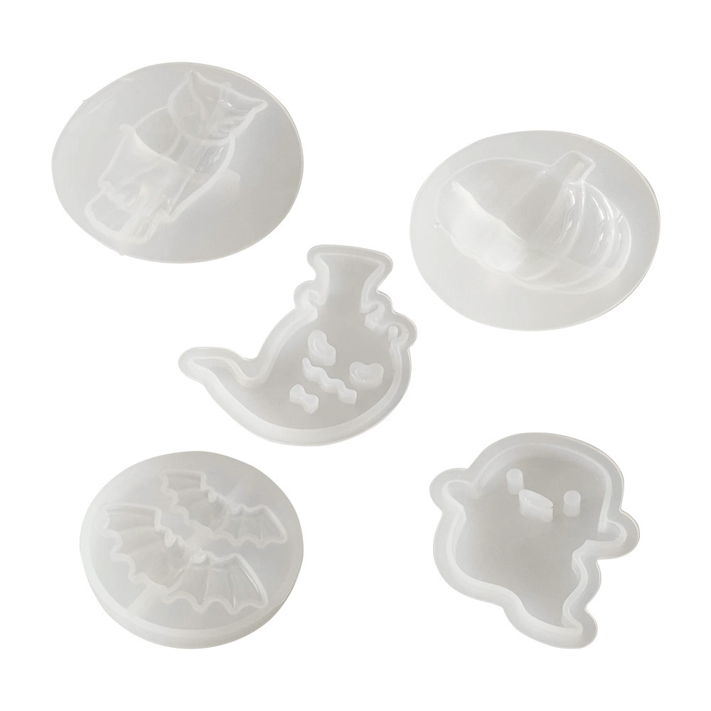 DIY Crystal Resin Halloween Demon Ghost Semi-3D Pumpkin Bat Owl Pendant Earrings Silicone Mold