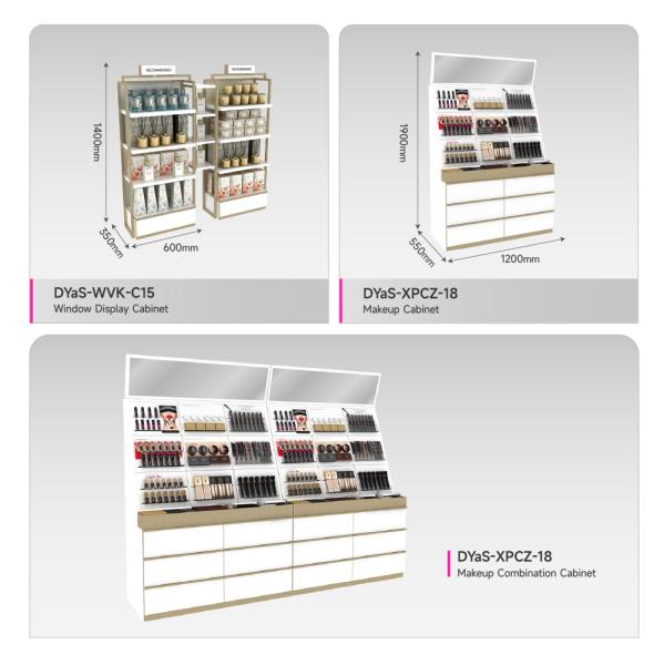 Skincare Display Fixtures White Wooden Sample With Island Embedded Light Strip For Branding Shop Stand And Premium Store Interior Design