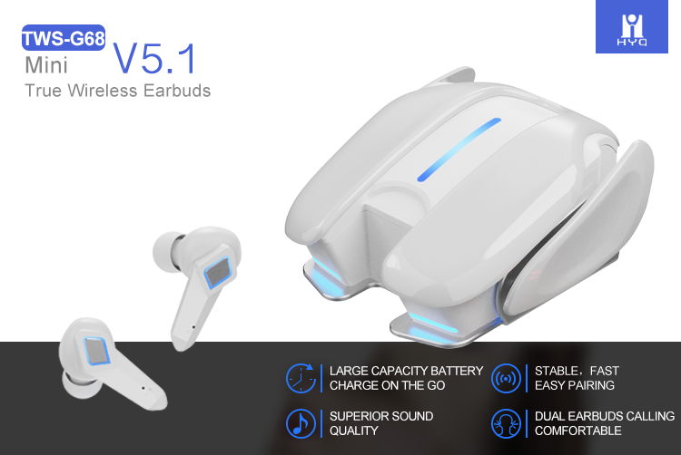 10 Meters Creative Wireless Earbuds Cool Shape Gaming Hi-Fi Stereo Headset