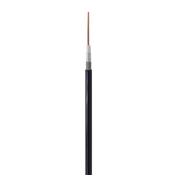 Low loss flexible 240 series 50 Ohm coax cable with PE jacket is rated for a 5.8 GHz maximum operating frequency