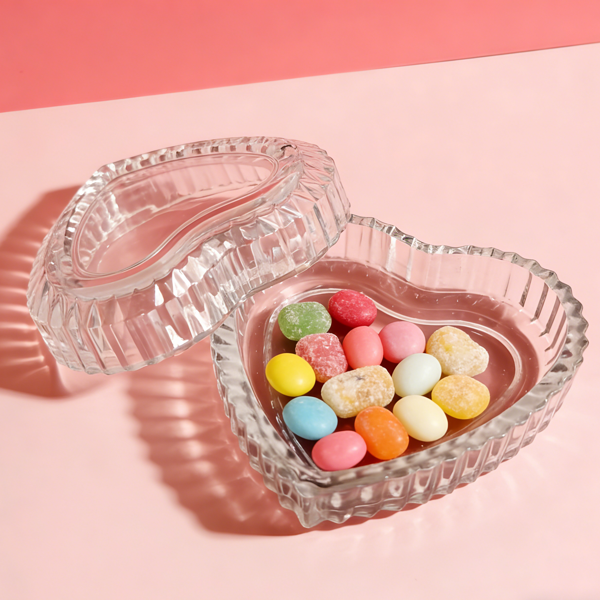 46ml Capacity Heart Shape Transparent Glass Candy Bowl for Dessert Table and