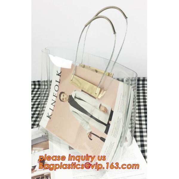 customized printing soft clear pvc packaging bag with handle for wine, vinyl pvc zipper gift tote bags with handles