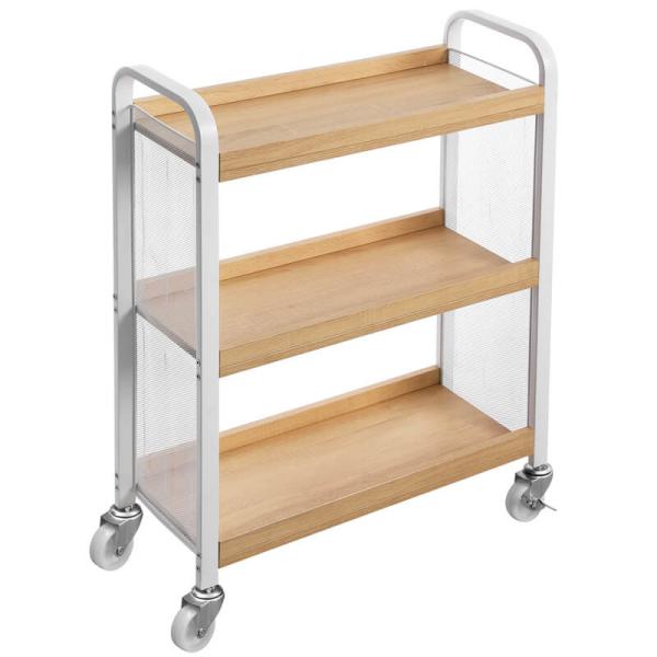 White Color Trolley Cart, Narrow Serving Cart, Kitchen Trolley Cart, Small Rolling Cart, LRC66WN