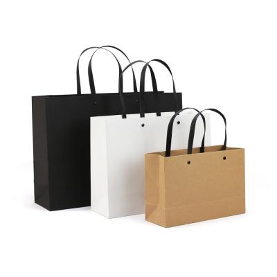 OEM Kraft Paperboard Goodie Bags With Handles Retail Shopping Tote