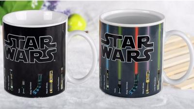 Star Wars Lightsaber Beams Up Heat Sensitive Magic Mug Hot Liquid Added