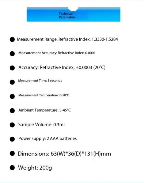 ST-138A Portable Edible Oil Refractive Index Meter with Ambient Temperature Range of 5-45C and Sample Size of 0.3ml for Oils