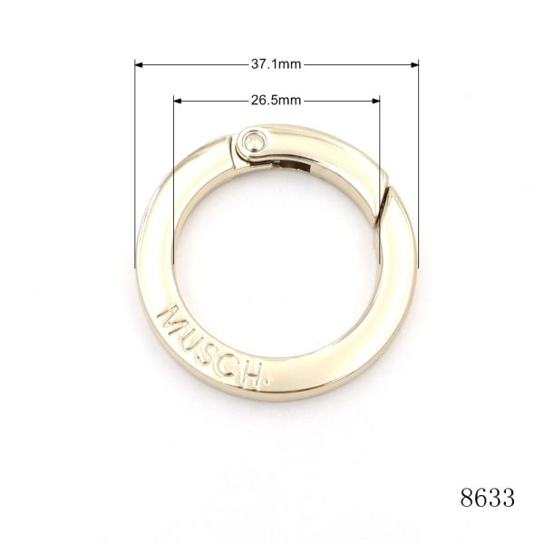 Light Gold Alloy Carabiner Leather Lanyard Accessories Spring Gate O Ring for Strap Connector