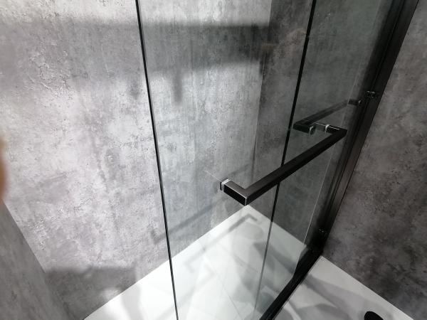 Collision Avoidance Design Aluminum Bathroom Doors Frosted Glass ISO9001
