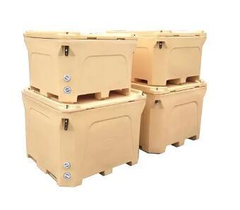 Top loading PE PU Foam Insulated Food Transport Container 1000L Capacity with Rubber Handle