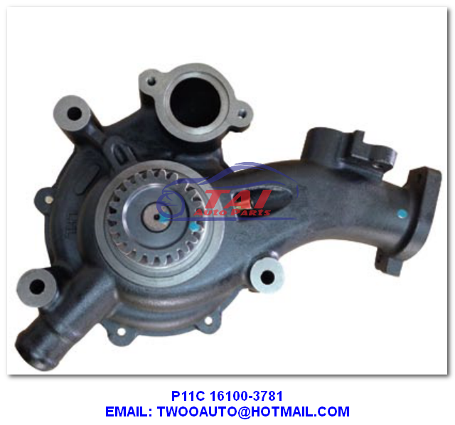 Hino Excavator Car Power Steering Pump , P11C Engine Patys 16100-3781 Water Pump