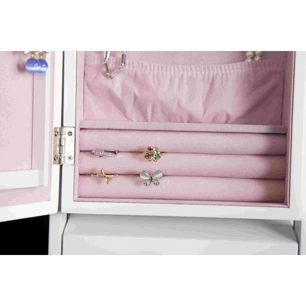 Multi Function White Home Wood Furniture Mirror Jewelry Cabinet W22.5*D17*H30CM