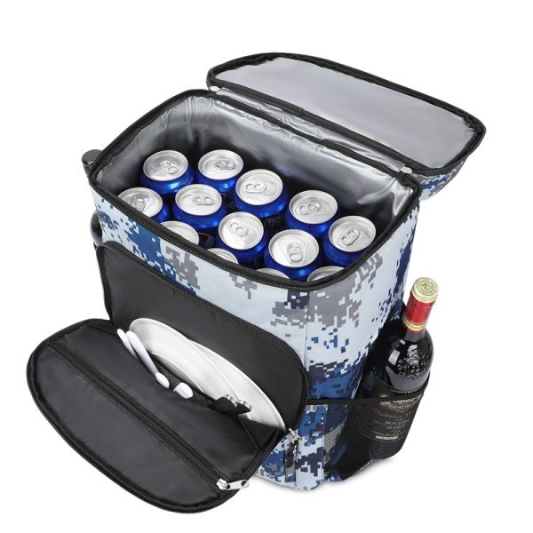 Food Camo Insulated Cooler Bag Backpack Lunch Pockets 34x23x43cm