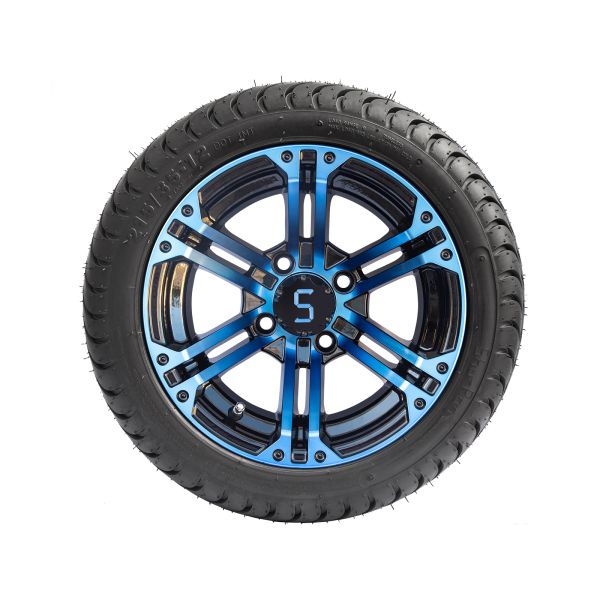 12 дюймовые колеса и шины для гольф-коляски Синий Глянцевый Черный 4 / 101.6 PCD