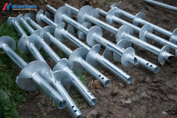 Prefabricated Galvanized Round Or Square,Tubular Or Bar Steel Shafts With Round Helix Plates