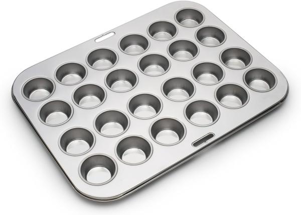 Stainless Steel Cupcake Baking Cups Mini Muffin Pan Cups, & Non-Stick Muffin Liners For Party Halloween