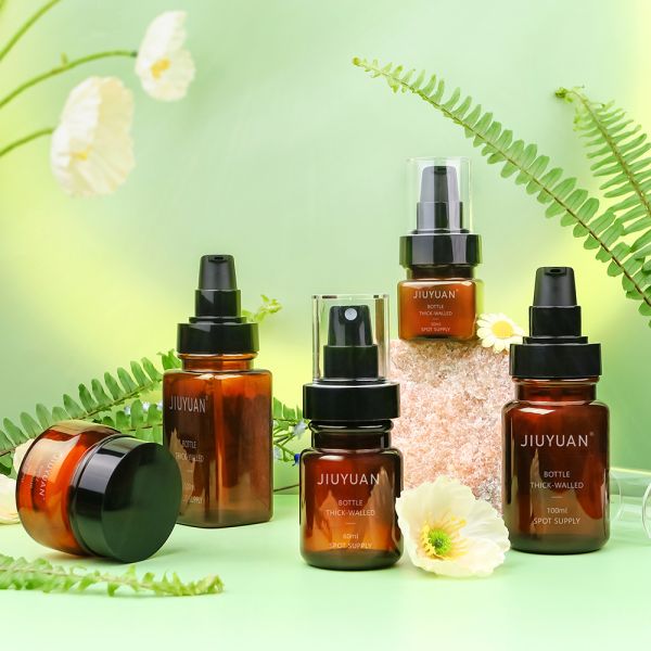 Leak Proof Amber PET Lotion Bottle with Customizable Labels and Recyclable PET for Cosmetic Packaging