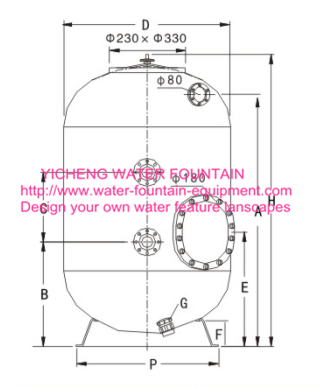 Fiberglass Depth Swimming Pool Sand Filters Side Mount Type Connect To Butterfly Valves