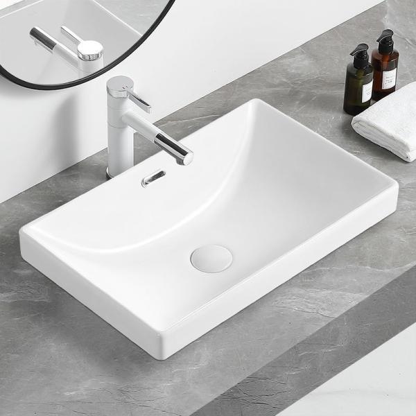 Luxury Integrated Undermount Bathroom Inset Basin Square Shape