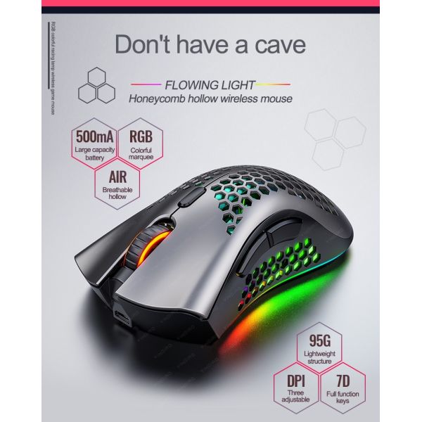 OEM Logo Rechargeable A3 Rgb Wireless Mouse with Silent Keys and Vertical Design