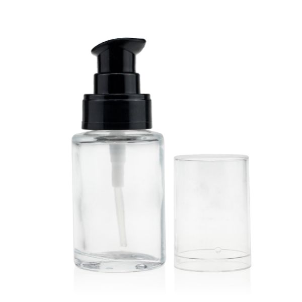 30ml Round Shape Glass Empty Foundation Bottle With Press Pump