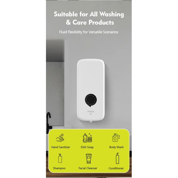 Manual Black And White Wall Mounted Soap Dispenser For Bathrooms And Kitchens