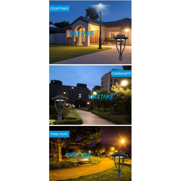 Round Shape LED Garden Light IP65 60/120/150w Black Housing For Park