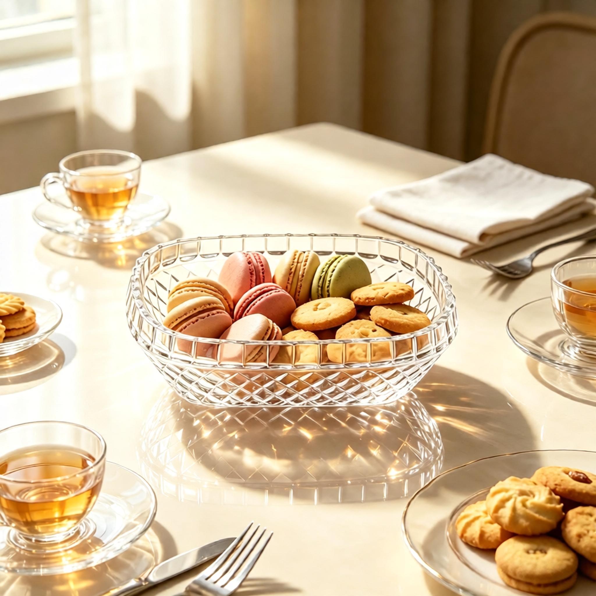Premium Oval Diamond Cut Glass Serving Bowl, Clear Multi‑Purpose Decorative Fruit Snack Bowl for Daily Tea Time