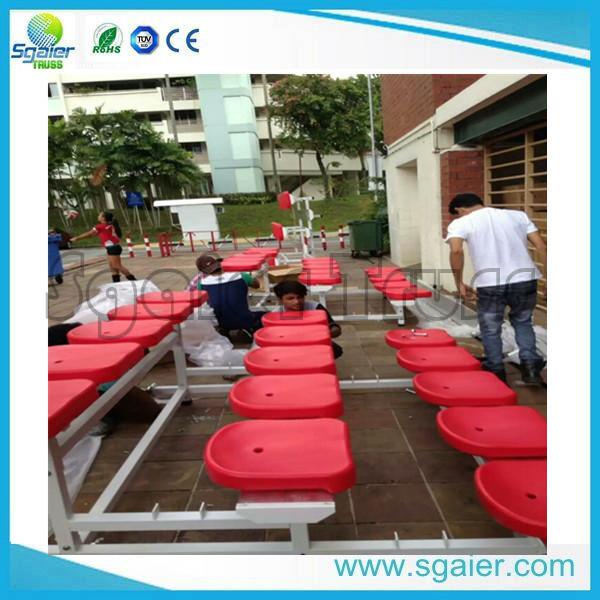 3 / 4 /5 Row Aluminum Stadium Bleachers Grandstand With Fence High Loading Capacity
