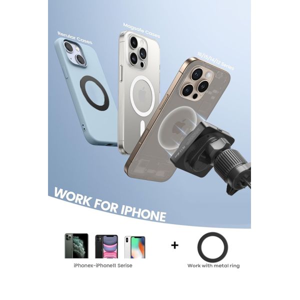 Cargador inalámbrico de automóviles de 9 colores, cargador inalámbrico de carga rápida de 15w Placa de metal Tecnología de sonido negra