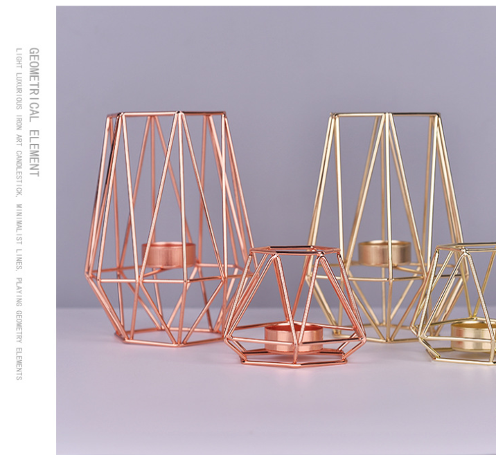 Simple Iron geometric Candle Holder Wedding Home Gem Candle stand Craft