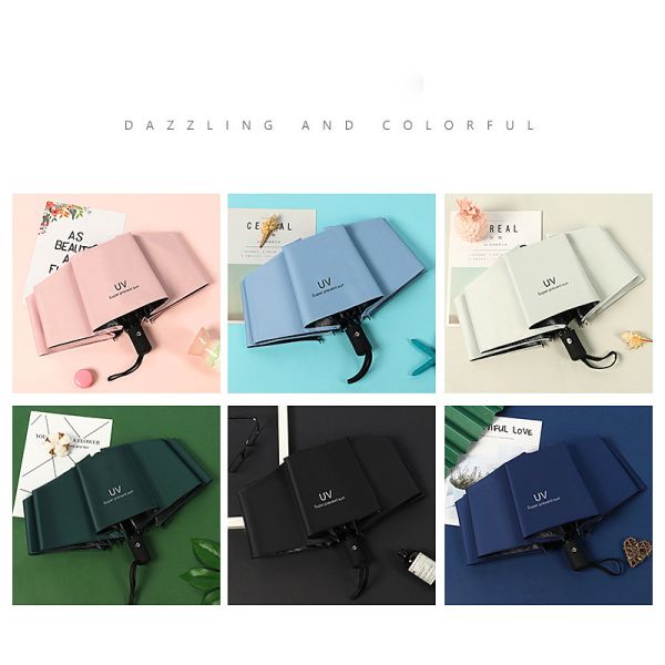 Rubber Coated Handle Vinyl Sunscreen Anti-Ultraviolet Sun and Rain Dual- Folding Umbrella