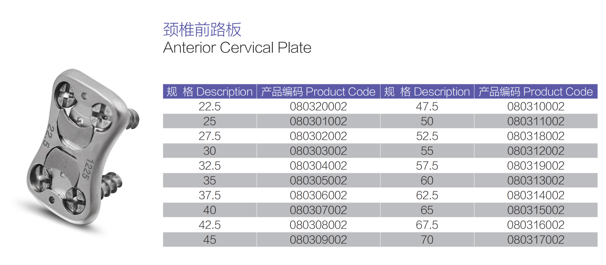 Spine Anterior Cervical Plate Titanium Cervical Plate Implant Orthopedic Surgery CE Certification