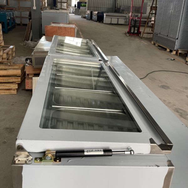 Stainless Steel Fruit Salad Display Refrigerator Air Cooling 3 Doors