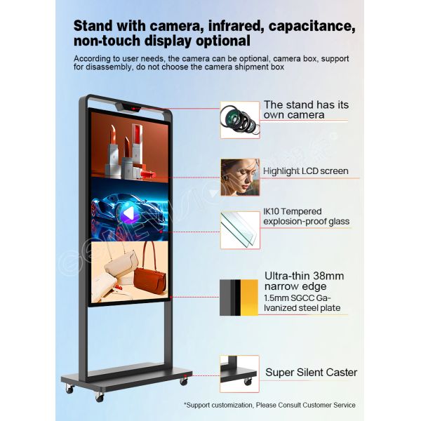 Cartel de publicidad de supermercado de kiosco de piso con alto contraste y almacenamiento SSD de 256 GB